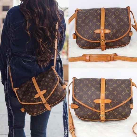 Authentic LOUIS VUITTON Saumur 30 Monogram Crossbody Shoulder Bag